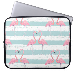 Exotic Flamingo Striped Background Pattern Laptop Sleeve
