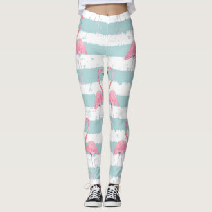 Exotic Flamingo Striped Background Pattern Leggings