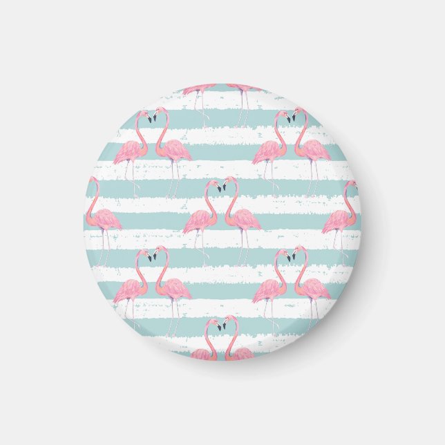Exotic Flamingo Striped Background Pattern Magnet (Front)