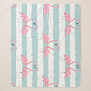 Exotic Flamingo Striped Background Pattern Sherpa Blanket