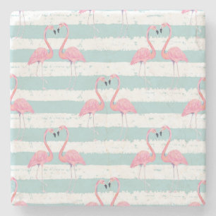 Exotic Flamingo Striped Background Pattern Stone Coaster
