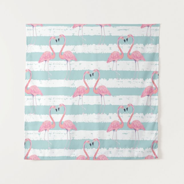 Exotic Flamingo Striped Background Pattern Tapestry (Front)