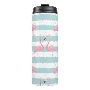 Exotic Flamingo Striped Background Pattern Thermal Tumbler