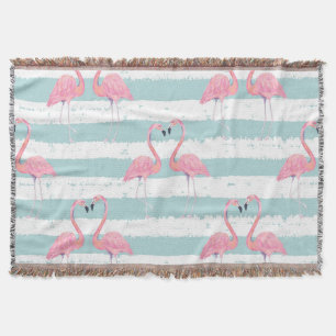 Exotic Flamingo Striped Background Pattern Throw Blanket