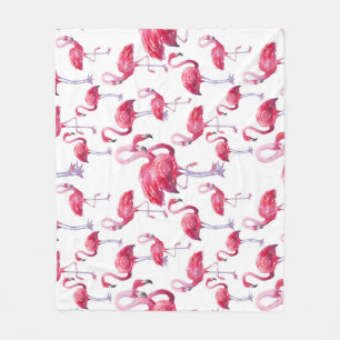 Exotic Flamingo Watercolor Bird Fleece Blanket
