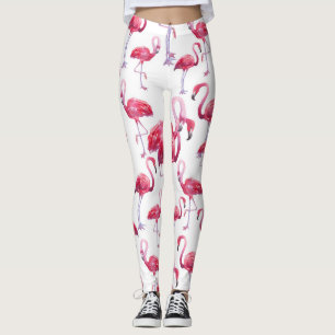 Exotic Flamingo Watercolor Bird Leggings