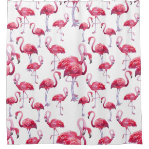 Exotic Flamingo Watercolor Bird Shower Curtain