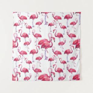 Exotic Flamingo Watercolor Bird Tapestry