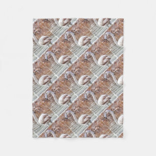 Exotic Flamingo Watercolor Fleece Blanket