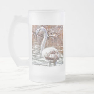 Exotic Flamingo Watercolor Frosted Glass Beer Mug