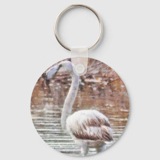 Exotic Flamingo Watercolor Key Ring