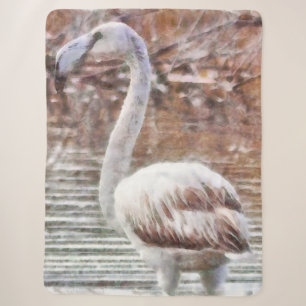 Exotic Flamingo Watercolor Sherpa Blanket