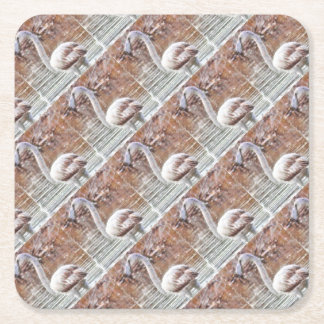 Exotic Flamingo Watercolor Square Paper Coaster