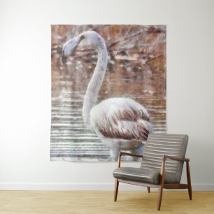 Exotic Flamingo Watercolor Tapestry