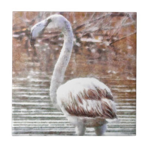 Exotic Flamingo Watercolor Tile