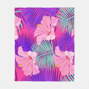 Exotic Flamingos: Tropical Pink Vintage. Fleece Blanket