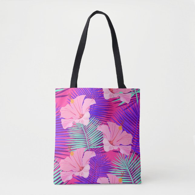 Exotic Flamingos: Tropical Pink Vintage. Tote Bag (Front)
