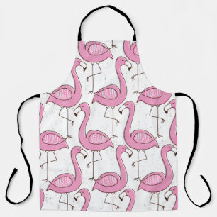 Exotic flamingos, vintage seamless design. apron