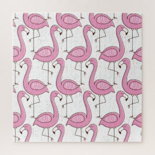 Exotic flamingos, vintage seamless design. jigsaw puzzle
