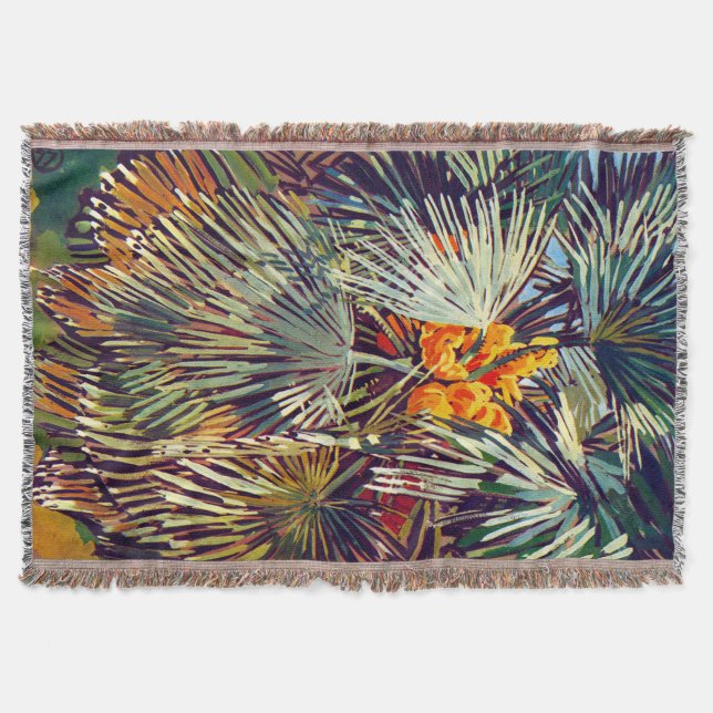 Exotic Flora #2 at SunshineDazzle Throw Blanket (Front)