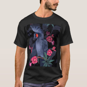 Exotic Floral Black Parrot: Tropical Nature T-Shirt