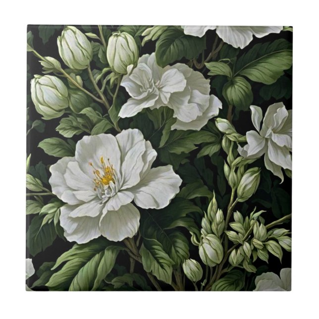 Exotic Floral Elegance: Evoke the Enchantment Tile (Front)