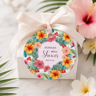Exotic Floral Hawaiian Bridal Shower Favour Tags