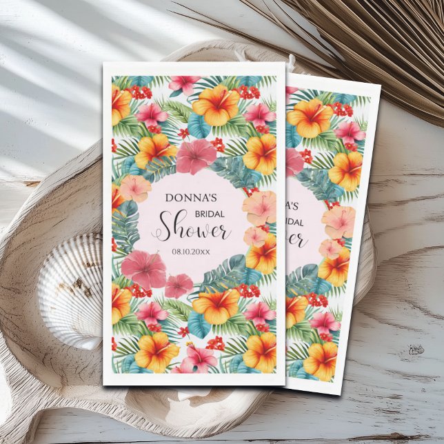 Exotic Floral Hawaiian Bridal Shower Napkin (Creator Uploaded)