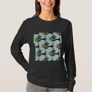 Exotic Floral Multicolor Fishes Seamless Pattern O T-Shirt