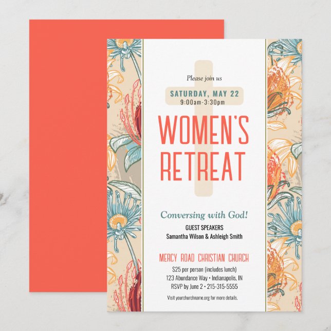 Exotic Floral Women's Church Retreat Invitation (Front/Back)