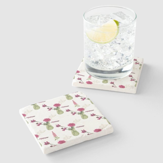 Exotic flower arrangement in glass stone coaster (Side)