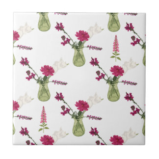 Exotic flower arrangement in glass tile