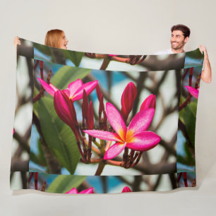 Exotic flower background plumeria blooms fleece blanket
