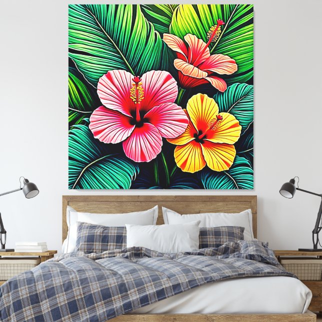 Exotic Flower Garden Dreams Canvas Print (Insitu(Bedroom))