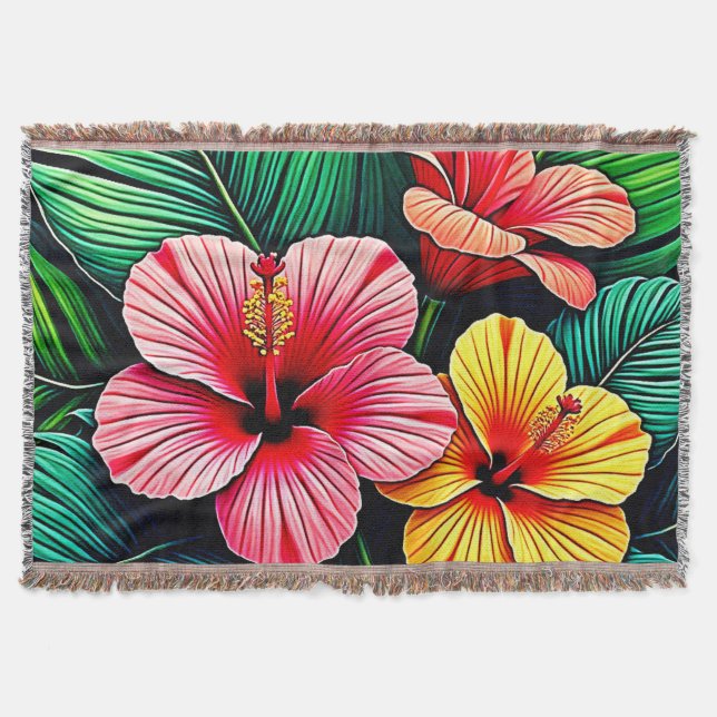Exotic Flower Garden Dreams Throw Blanket (Front)
