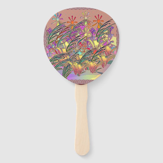 Exotic Flower Garden  Hand Fan (Front)