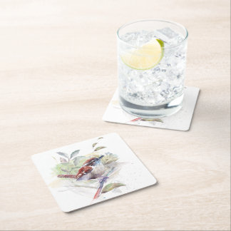 Exotic Flower Square Paper Coaster