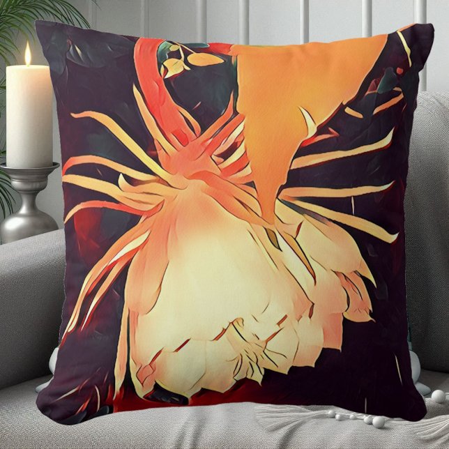 Exotic Flower White Bramha Lotus Floral Spiritual Cushion (Exotic Flower White Bramha Lotus Floral Spiritual Throw Pillow)