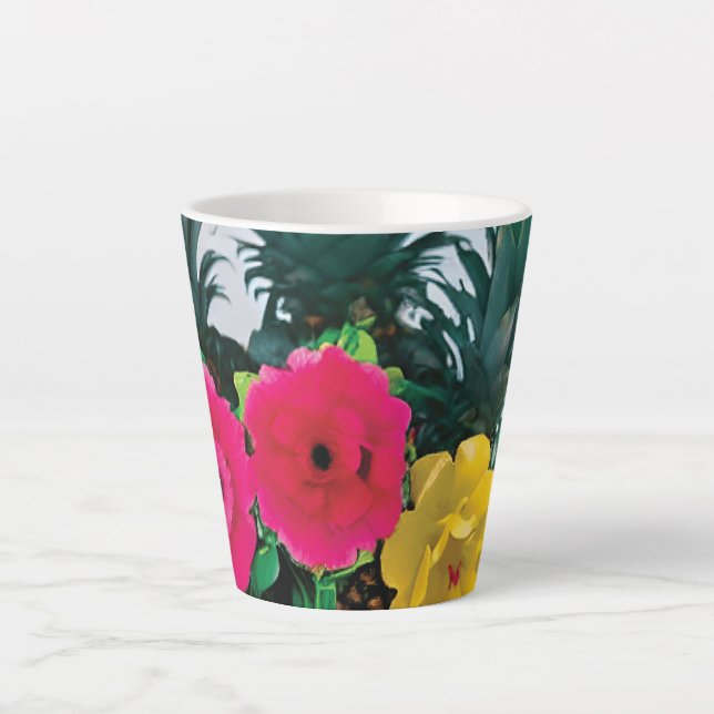 Exotic Flower with Real Pineapple accent Latte Mug (Front)