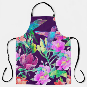 Exotic flowers and birds apron
