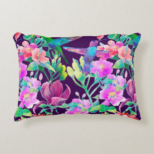 Exotic flowers and birds decorative cushion