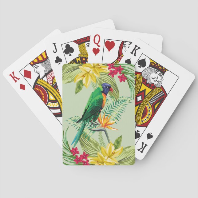 Exotic Flowers And Parrot Playing Cards (Back)