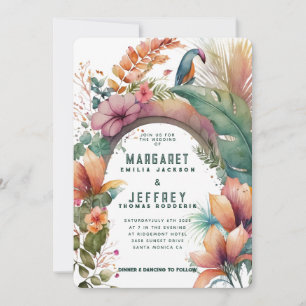 Exotic Flowers Arch Tropical Summer Chic Wedding  Invitation