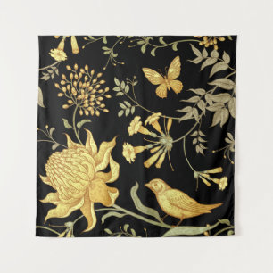 Exotic Flowers Birds Vintage Pattern Tapestry