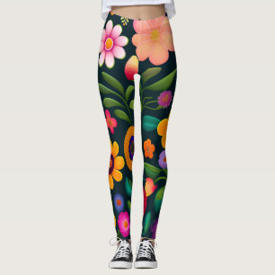 Exotic Flowers Colourful Pattern Leggings