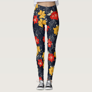 Exotic Flowers Floral Pattern Leggings
