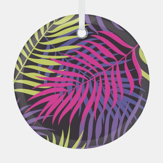 Exotic Flowers: Jungle Pattern Escape Glass Tree Decoration (Front)