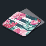 Exotic Flowers Monogram striped Laptop Sleeve<br><div class="desc">Exotic Flowers Monogram design. You are welcome to visit my store for more beautiful products.</div>