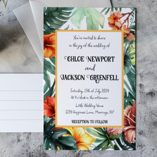 Exotic Flowers Tropical Wedding Invitation (Creator Uploaded)