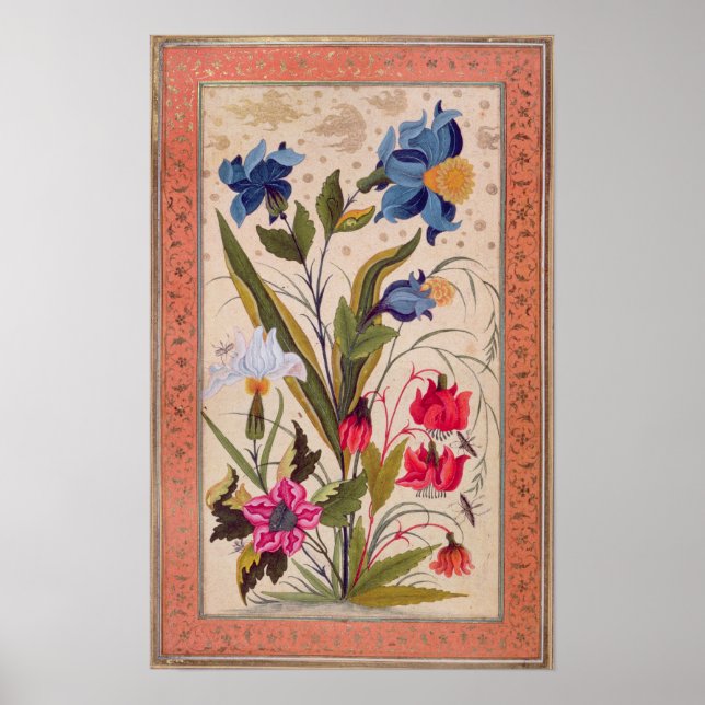 Exotic flowers with insects poster (Front)